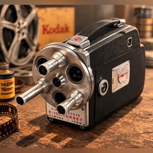 Kodak Cine-Kodak K-100 Turret 16mm Movie Camera w/ 3 Lenses Vintage Film OBO